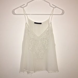 Brandy Melville sheer white floral cut out blouse